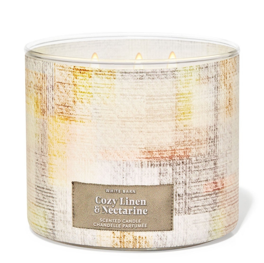 White Barn Cozy Linen & Nectarine 3-wick Candle